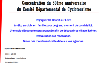 Rendez-vous le 4 octobre 2026 à Saint-Benoît pour les 50 ans du Codep 45.